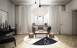 Tapis rond - Canelli (beige/blanc/bleu)