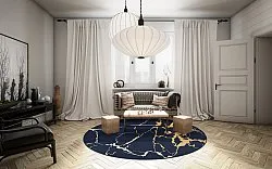 Tapis rond - Cesina (noir/doré)