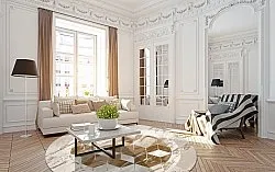 Tapis rond - Castello (beige/blanc)