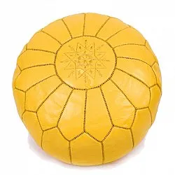 Pouf - Marocain en cuir (Jaune)