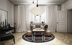 Tapis rond - Milos (noir/rouge)