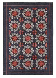 Tapis Wilton - Florina (gris/bleu/orange)