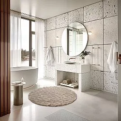 Tapis de salle de bain rond - Bevin (beige)