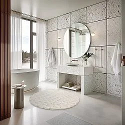 Tapis de salle de bain rond - Bevin (blanc cassé)