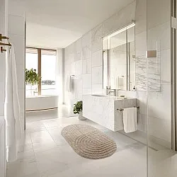Tapis de salle de bain ovale - Embla (beige)