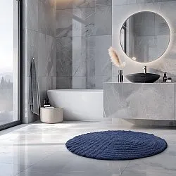 Tapis de salle de bain rond - Embla (bleu)