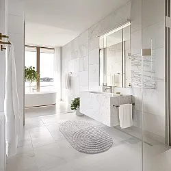 Tapis de salle de bain ovale - Embla (gris clair)