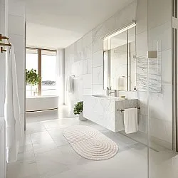 Tapis de salle de bain ovale - Embla (blanc cassé)