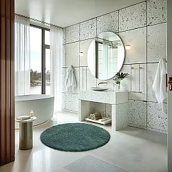 Tapis de salle de bain rond - Evena (vert foncé)