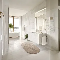 Tapis de salle de bain ovale - Gertie (beige)