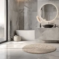 Tapis de salle de bain rond - Gertie (beige)