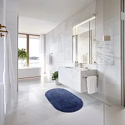 Tapis de salle de bain ovale - Nila (bleu)