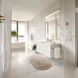 Tapis de salle de bain ovale - Nila (beige)