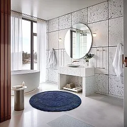 Tapis de salle de bain rond - Nila (bleu)
