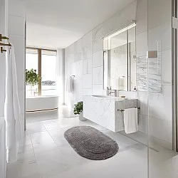 Tapis de salle de bain ovale - Nila (gris foncé)