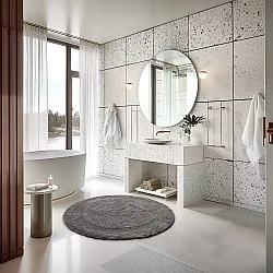 Tapis de salle de bain rond - Nila (gris foncé)