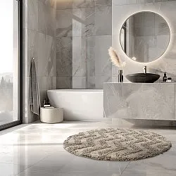 Tapis de salle de bain rond - Tressa (beige)