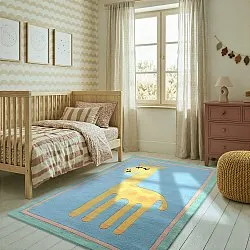 Tapis Enfant - Giraffe Hand Tufted Wool Premium (bleu clair/multicolore)