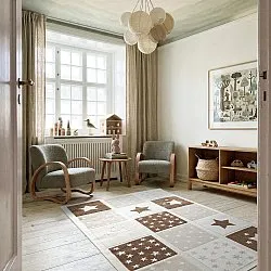 Tapis Enfant - Star Grid (crème/marron)