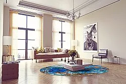 Tapis rond - Rillo (bleu)
