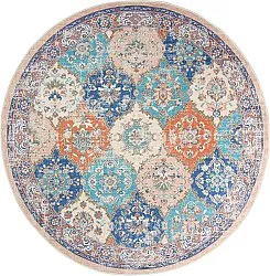 Tapis rond - Bohemia (rose/bleu)