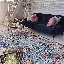 Tapis Wilton - Bouhjar (bleu/rose/multicolore)