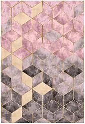 Tapis Wilton - Brendola (rose/gris/doré)