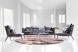 Tapis rond - Brendola (rose/gris/doré)