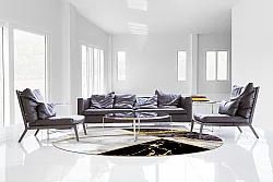 Tapis rond - Cassa (gris/noir/doré)
