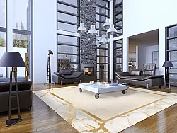 Tapis Wilton - Cerasia (beige/blanc/doré)