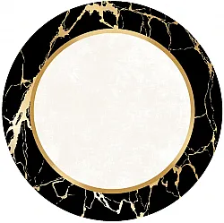 Tapis rond - Cerasia (noir/blanc/doré)