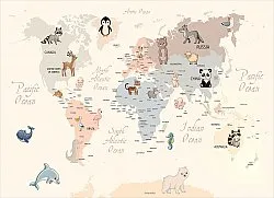 Tapis enfant - Carte des animaux (beige)