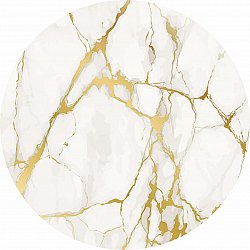 Tapis rond - Cesina (stone/blanc/or)