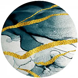 Tapis rond - Alvaro (bleu/blanc/doré)