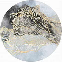 Tapis rond - Ekual (bleu/gris/doré)