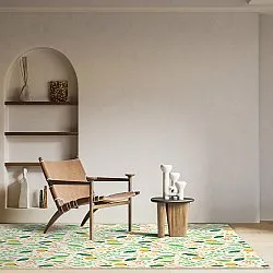 Tapis Wilton - Fleur (jaune/vert/multi)