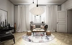 Tapis rond - Laurito (gris/beige/multicolore)