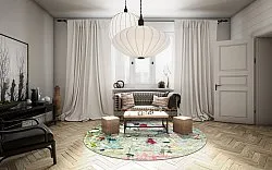 Tapis rond - Satriano (gris/multicolore)