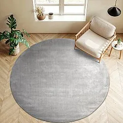 Tapis rond - PET recyclé avec aspect viscose (gris)
