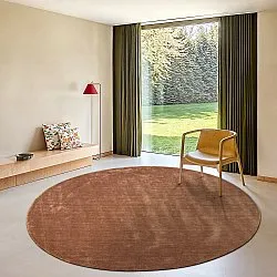 Tapis rond - PET recyclé avec aspect viscose (marron)