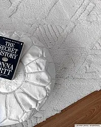 Pouf - Cuir marocain (blanc/blanc)