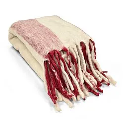 Plaids - Plaid en mélange de laine - Beatriz Stripe (rouge/blanc)
