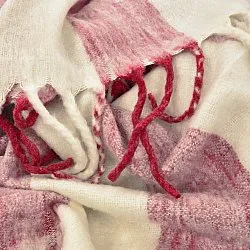 Plaids - Plaid en mélange de laine - Beatriz Stripe (rouge/blanc)