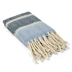 Plaid en mélange de laine - Charlotte (bleu)