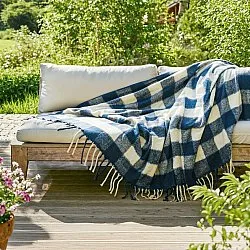 Plaid en mélange de laine - Phoebe (bleu)