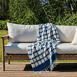 Plaid en mélange de laine - Rachel (bleu)