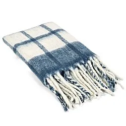 Plaid en mélange de laine - Rachel (bleu)