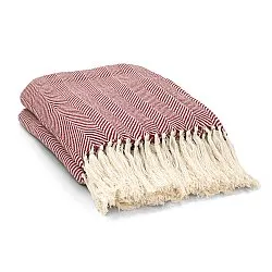 Plaids - Plaid en coton - Denisa Fishbone (rouge/blanc)