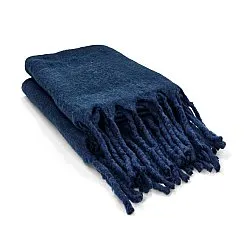 Plaids - Plaid en mélange de laine - Samantha (bleu marine)