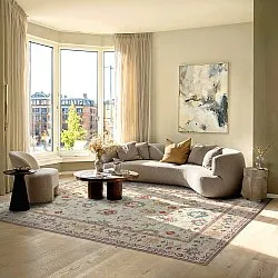 Tapis tissé à plat - Adira (gris/rose)